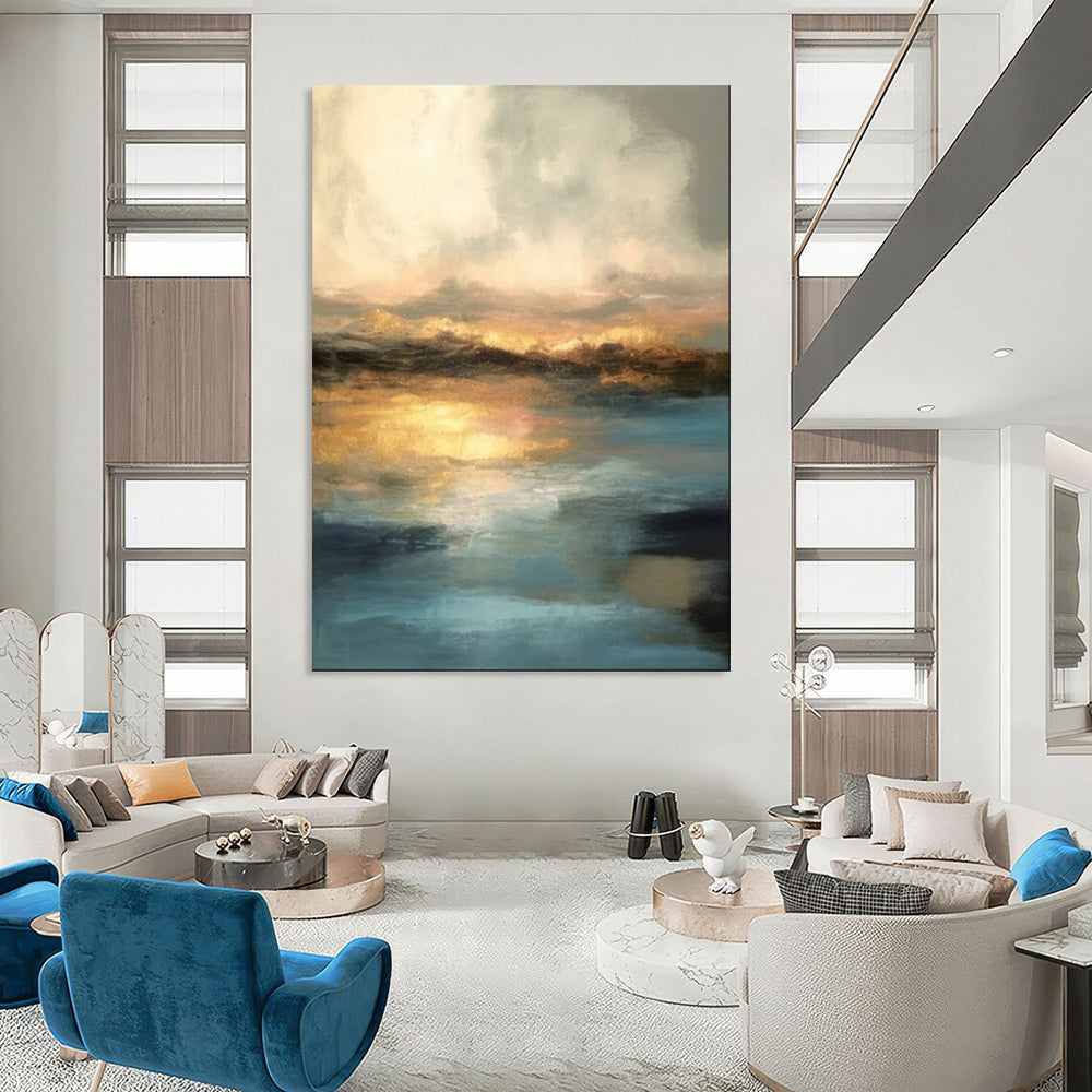 sunset gold abstract painting design 3